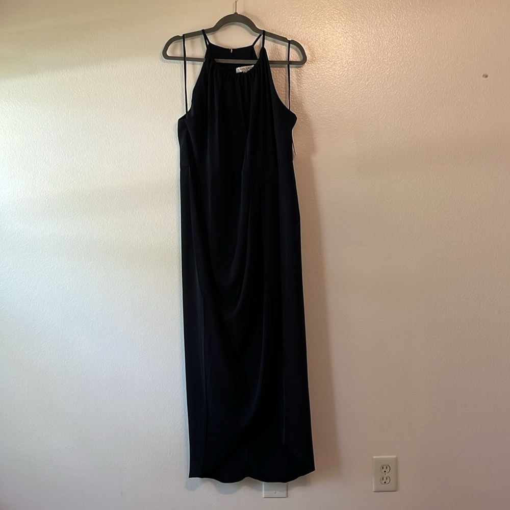 SHONA JOY: Core High Neck Ruched Navy Dress (NWT) - Picture 6 of 10